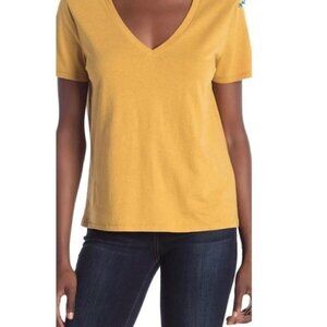 NWT BP Tan Mustard V-Neck Short Sleeve Top - XS